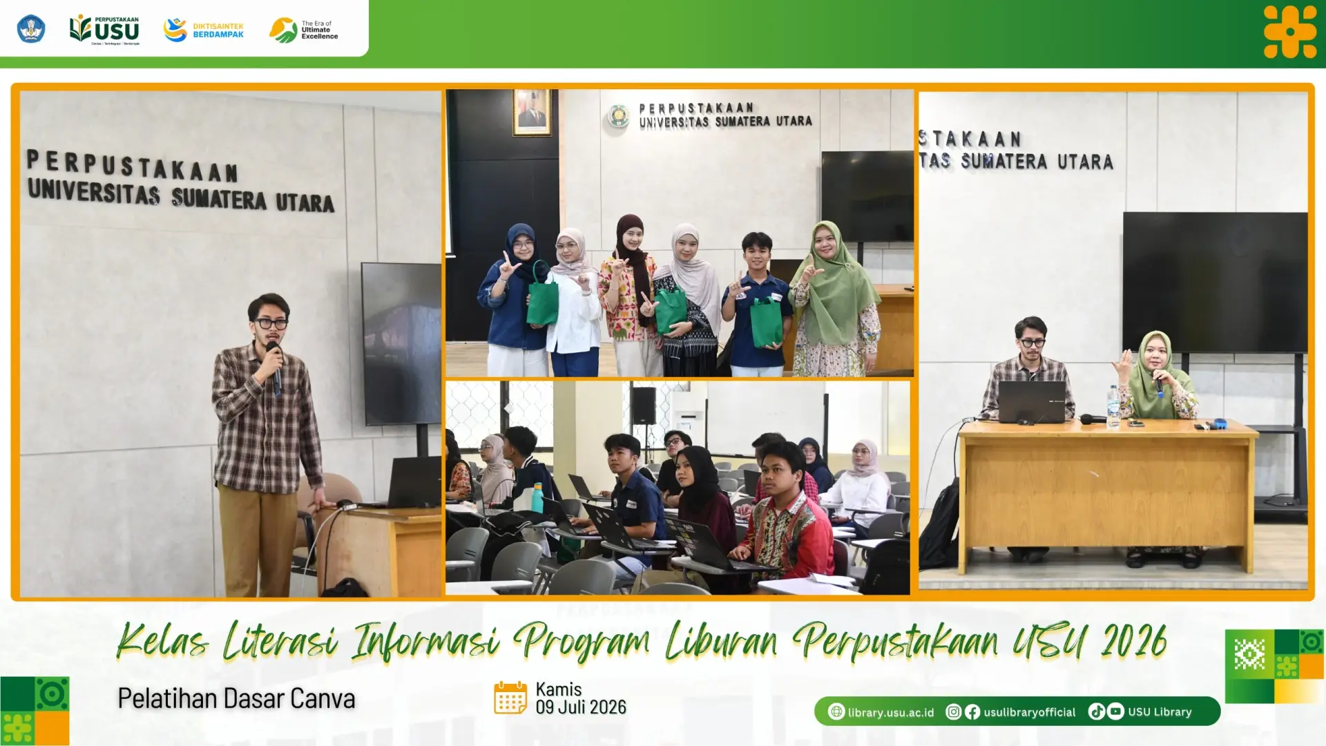 Pelatihan Dasar Canva Warnai Kelas Literasi Informasi Program Liburan Perpustakaan USU 2026